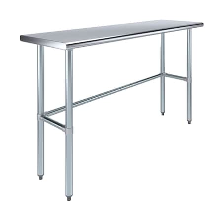 Amgood 18 in. x 60 in. Open Base Stainless Steel Metal Table WT-1860-RCB-Z